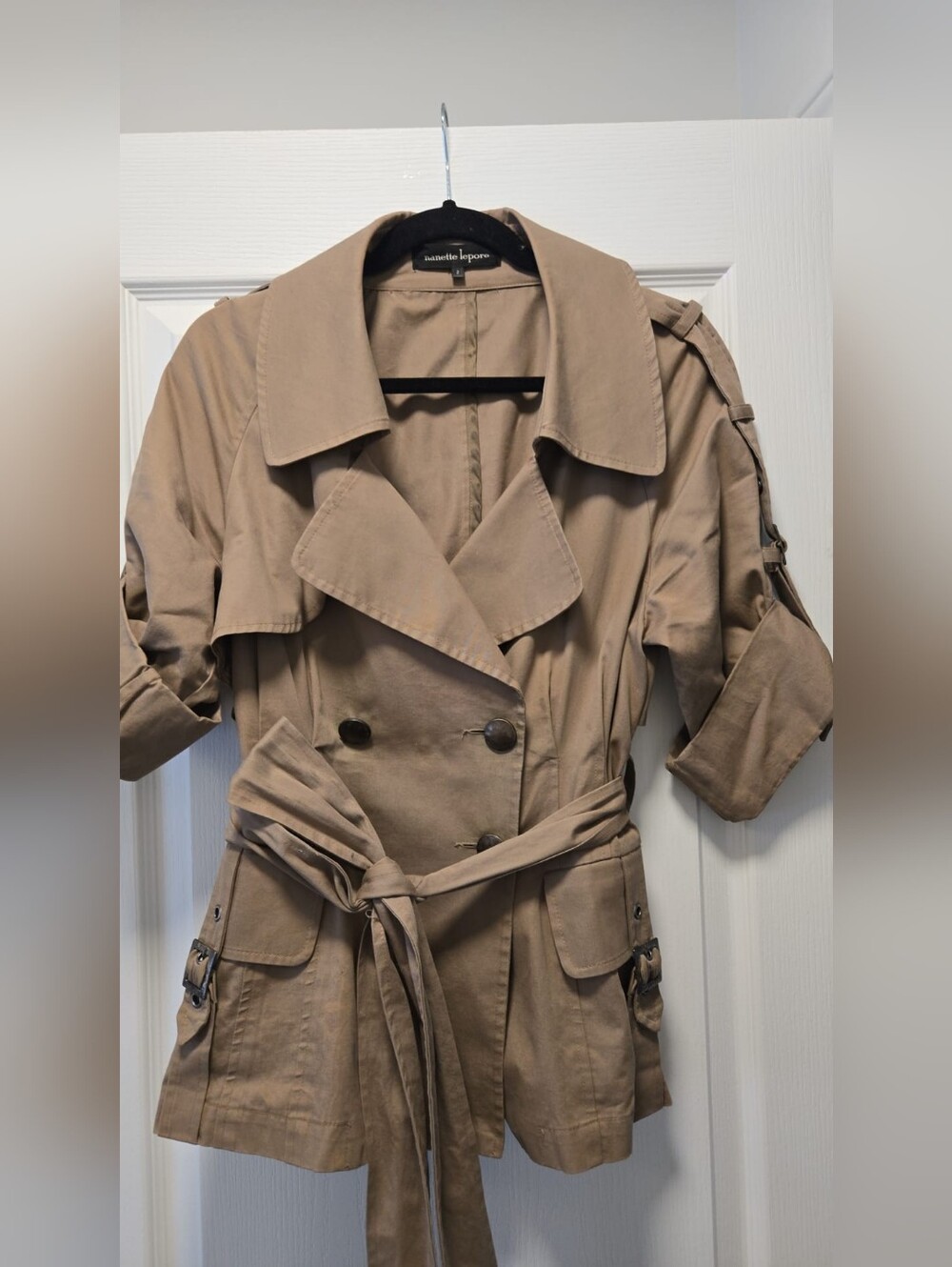 Nanette Lepore Khaki Trench Jacket with Belt